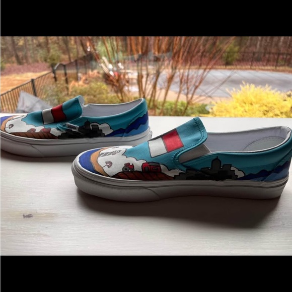 Vans Custom Hand Painted Slip-On Sneakers-Men 9/women 10.5 - Picture 5 of 10